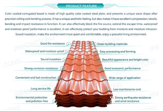 Baustoff RAL COLOR Custom PPGI Farbbeschichtung Wellstahl-Dachblech für SGCH-Grad-Fliesen