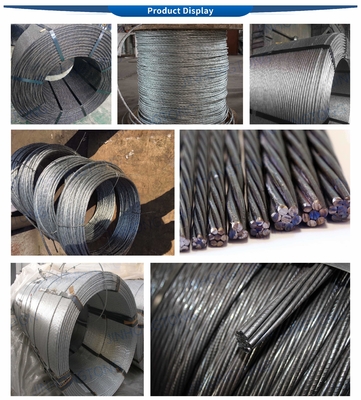 Nichtlegiertes 1x7 Durchmesser ASTM A 475 Hochzugsfestigkeit Galvanisierte 7 Drähte 0,33 mm Stahlstrang Galvanisiertes Stahldrahtseil