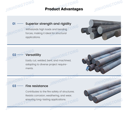 Stahlstange mit rundem Querschnitt für Industrieverarbeitungsmaterialien Q235/Q345/SS400/ST37-2/ST52/Q420/Q460/S235JR/S275JR/S355JR