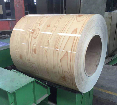 ISO9001 Zertifizierte Holzmalte PPGI-Spulen Z100 Beschichtet gewölbte Zinkstahlspule PPGI RAL 3028 0.3*1000 Spezifikation