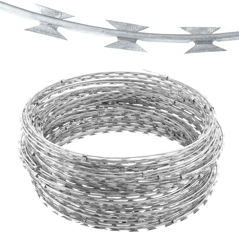 Preise Heißgewürfelte Galvanisierte CBT65 BTO30 BTO22 Roll Concertina Doppelstrang Rasier Stacheldraht für Gefängnis Netzzaun